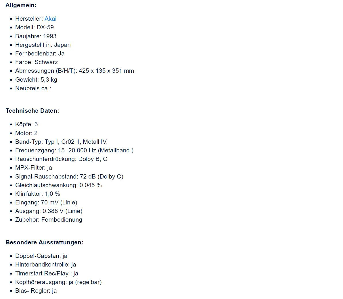 AKAI DX-59 Cassette Deck + DO/ 3Head/ Dual Capstan - 13
