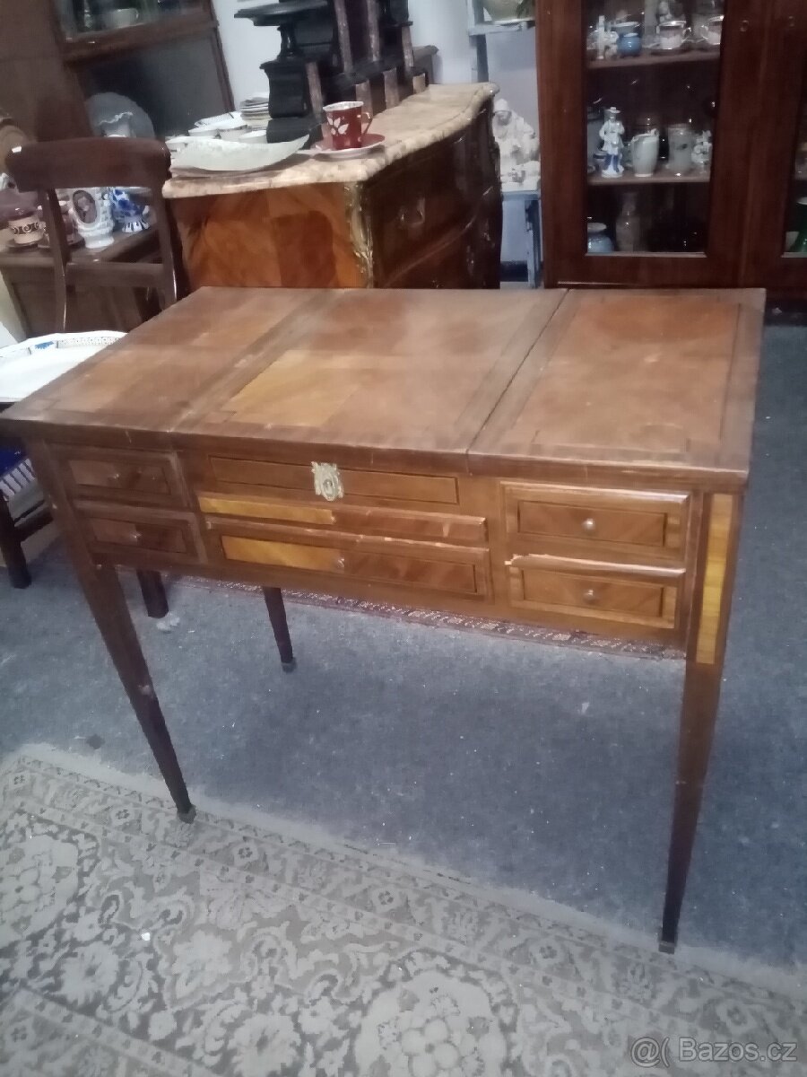 Starožitná toaletka dýhovaná mahagon - 13