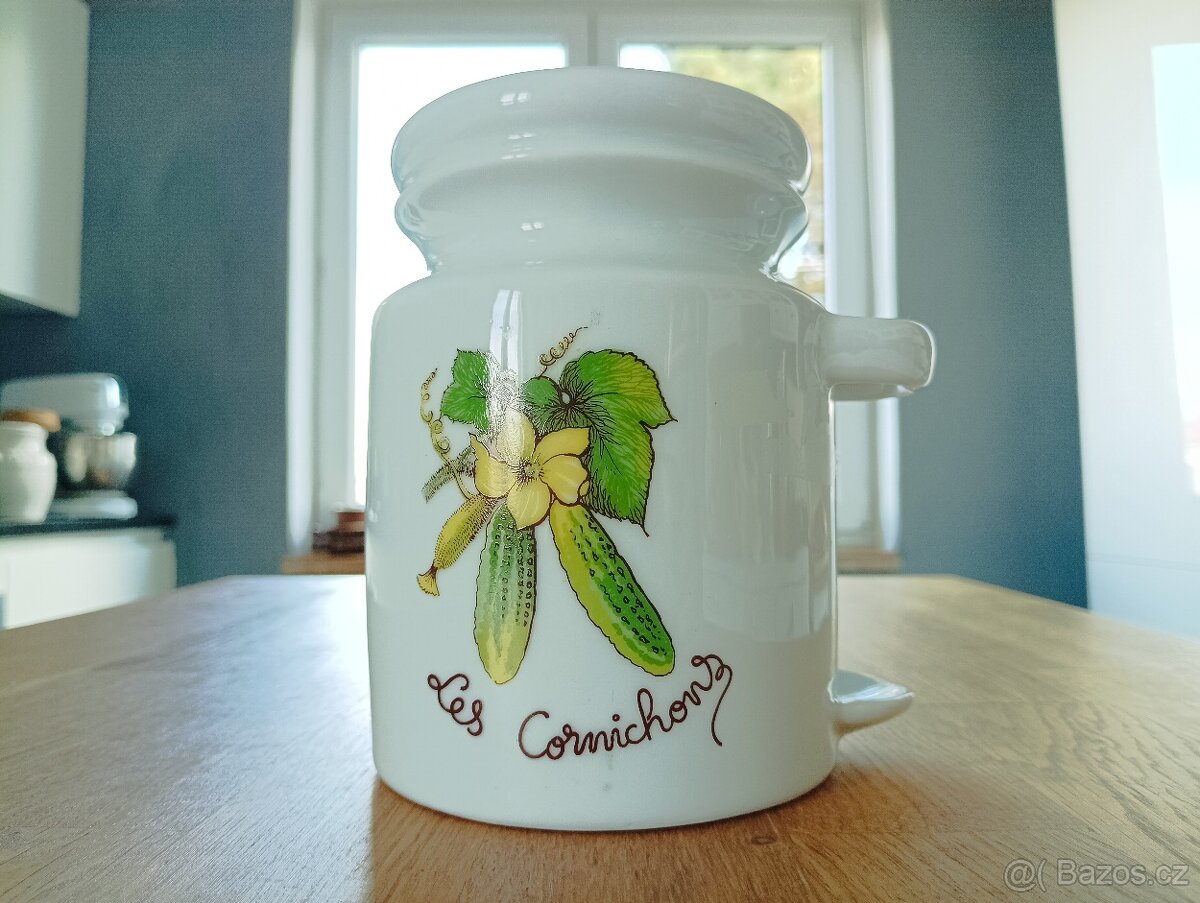 VINTAGE PORCELÁNOVÁ DÓZA NA OKURKY SOLOGNOTE FRANCIE - 13