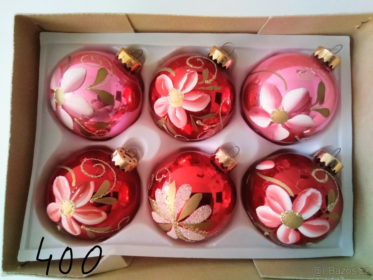 Vánoční ozdoby - staré, vánoční ozdoby, baňky , korálkové - 13