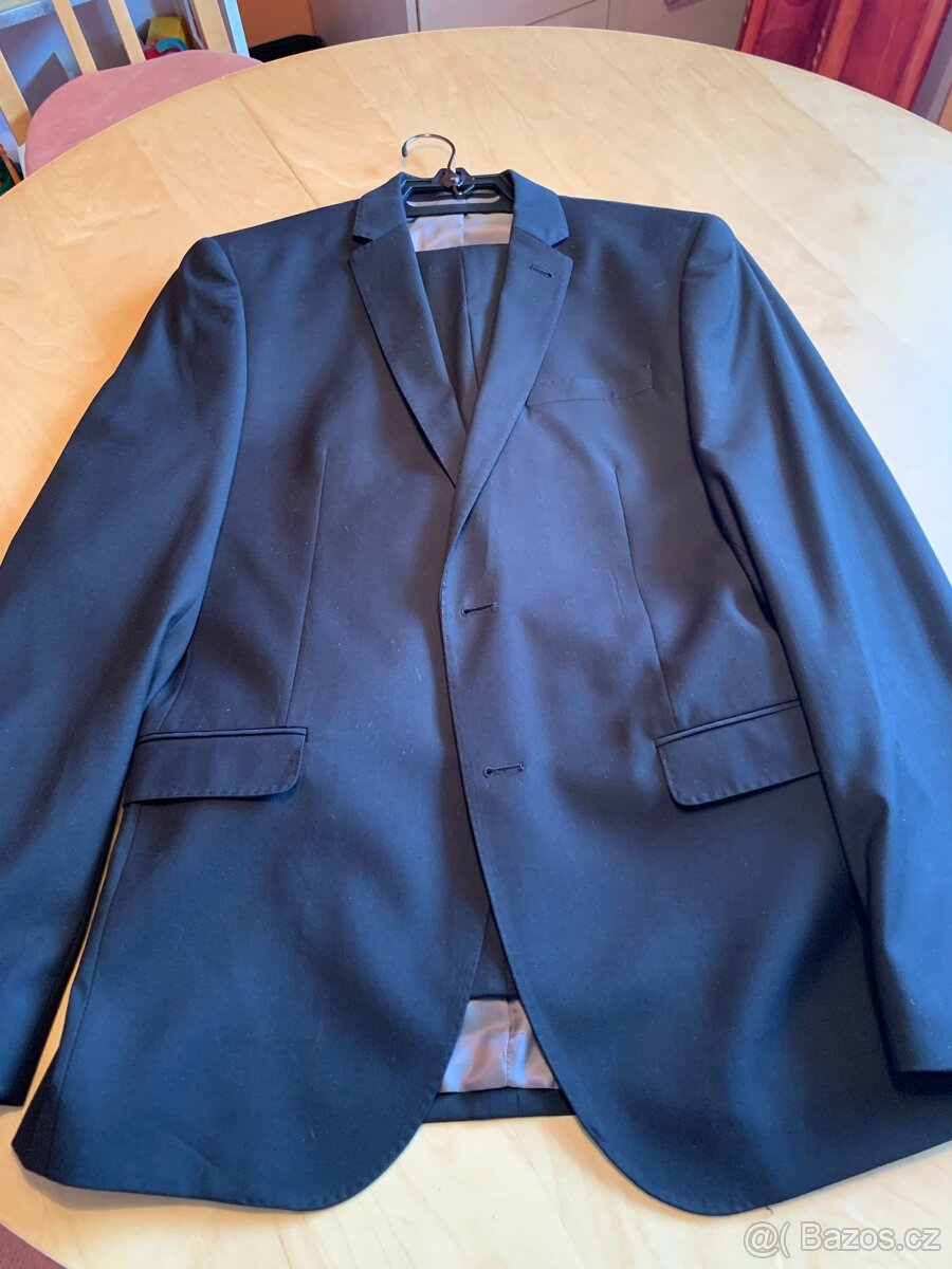pánský černý oblek - vel. M - slim fit - 13