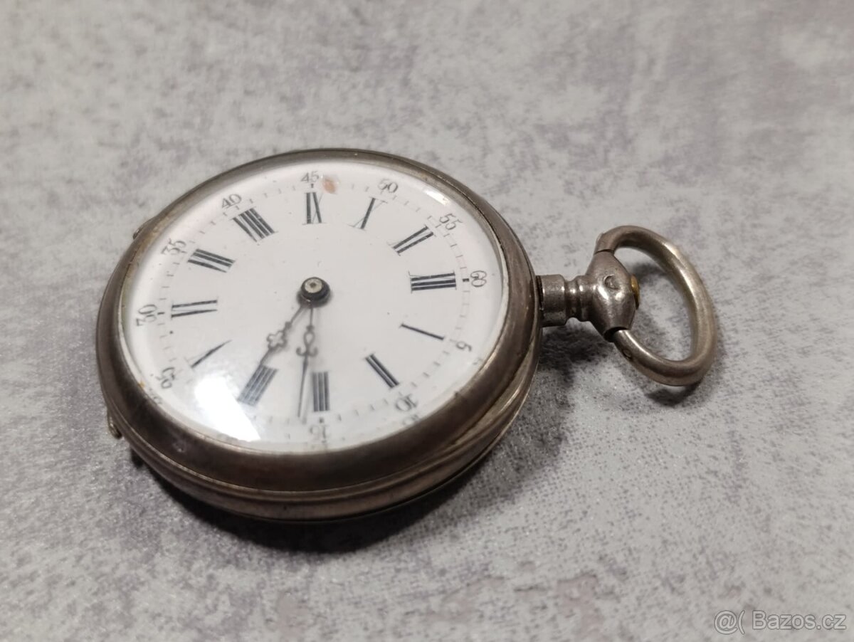 Stříbrné kapesní hodinky - kličovky, rok 1885 - 13