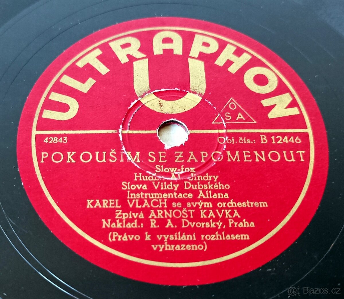 4 šelakové gramofonové desky ULTRAPHON, R. A. Dvorský - 13
