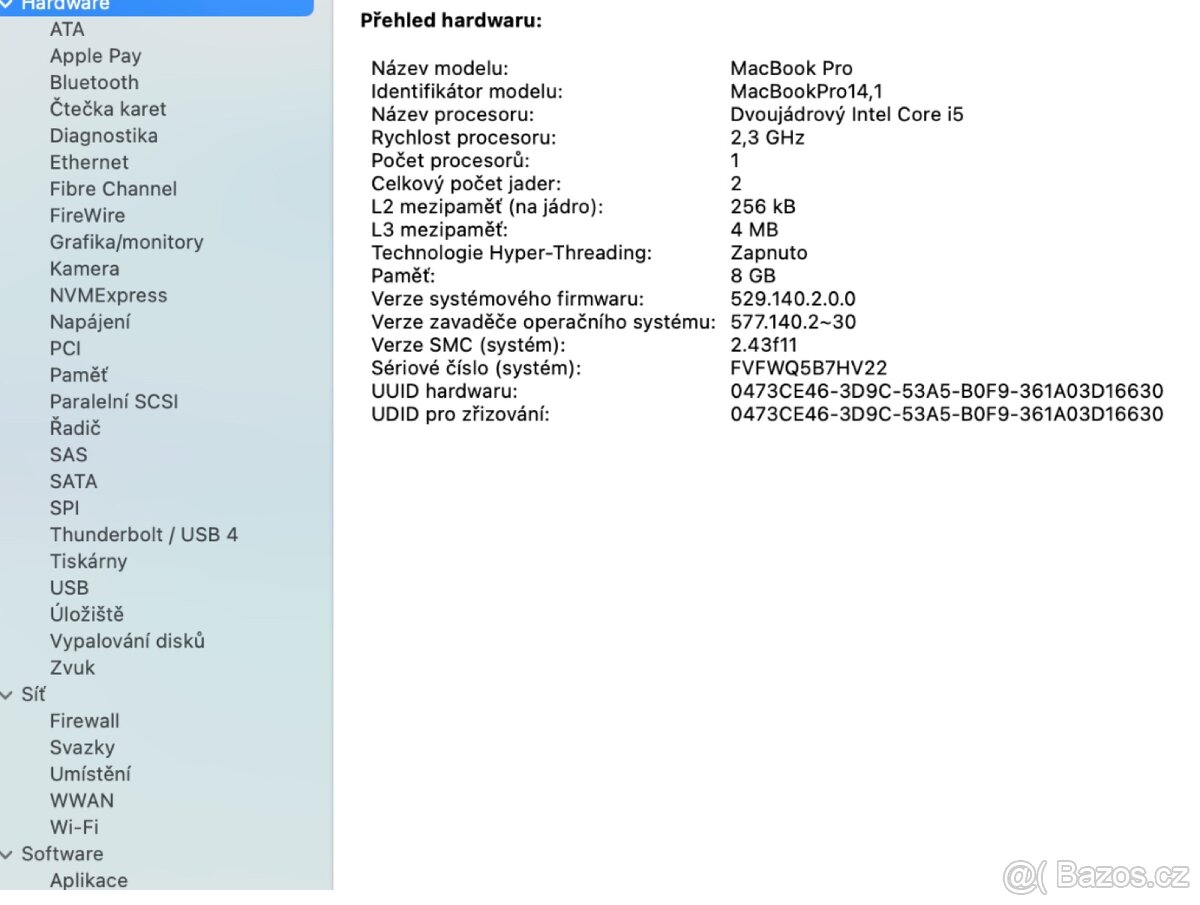 Prodám Apple MacBook Pro 13,3" 256GB (2017) i5, 8GB RAM - 13