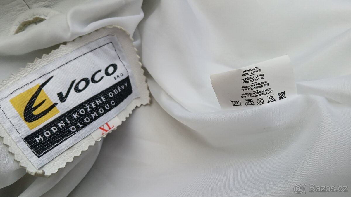 Kožená bílá elegantní delší dámská bunda Evoco vel.XL - 13