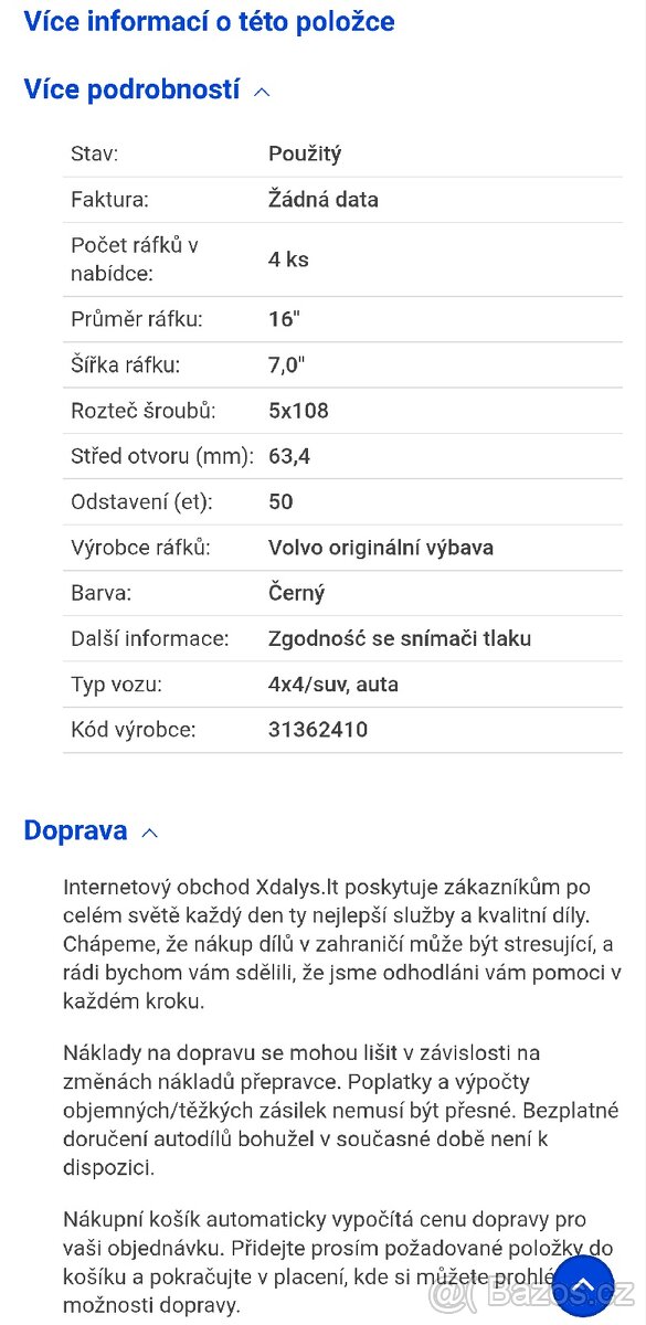 Originální plechová kola Volvo V70,XC70 P3 R16 - 13