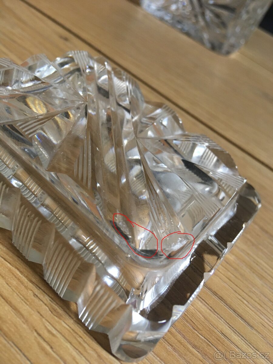 Broušená skleněná dóza malá 2x - 13