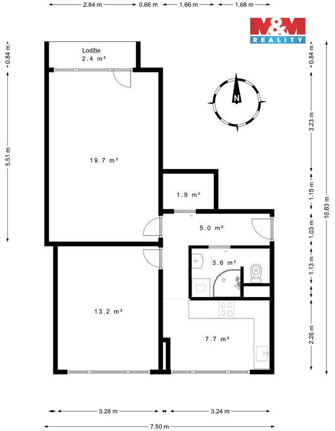 Prodej bytu 2+1, Nymburk, ul. Jurije Gagarina - 13