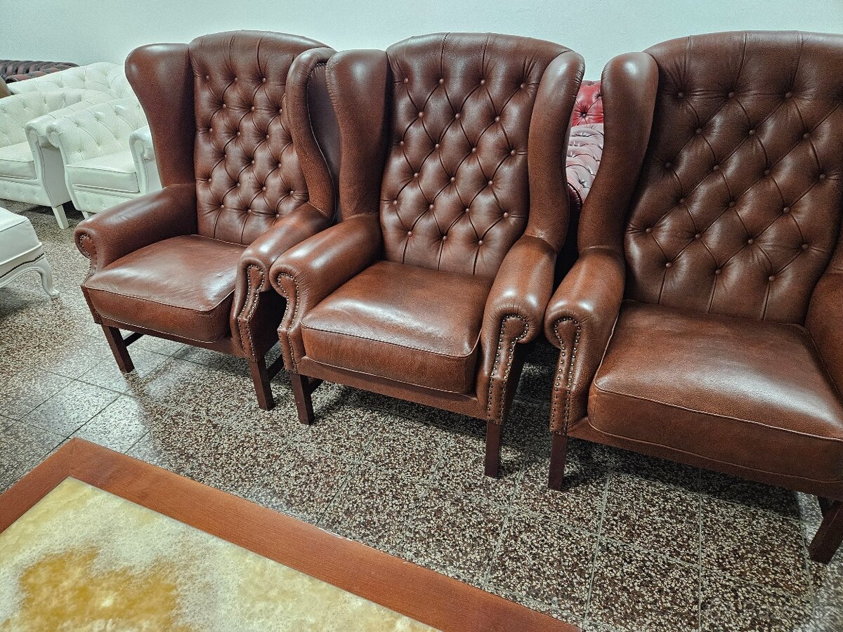 UŠÁK CHESTERFIELD ŠTÝL,KOŽENÁ NEROZŤ.SEDAČKA - 13