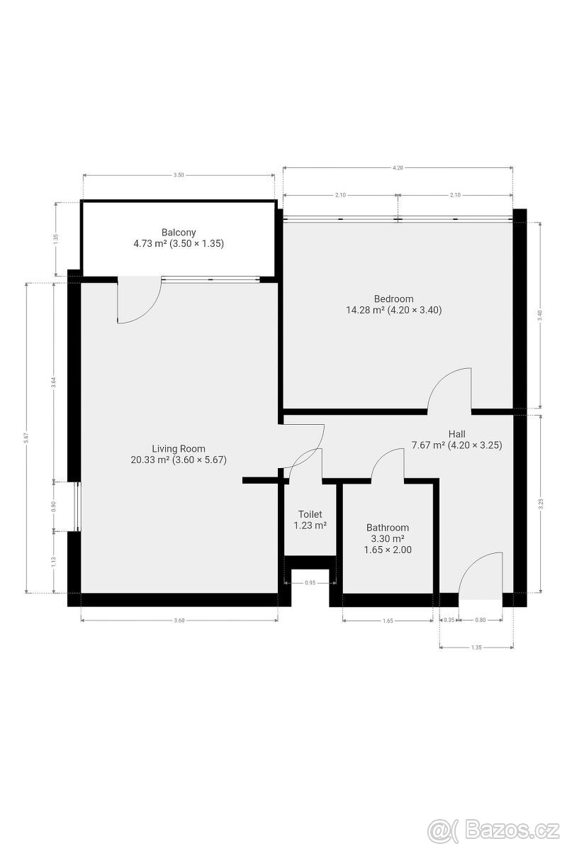 Pronájem bytu 2+kk, Hudečkova, Podolí, 20900 Kč/měs, 49 m2 - 13