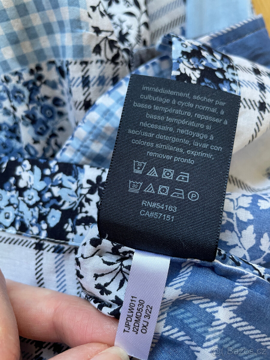 Lehká modrá patchwork vzor košile Tommy Hilfiger, vel. L - 13