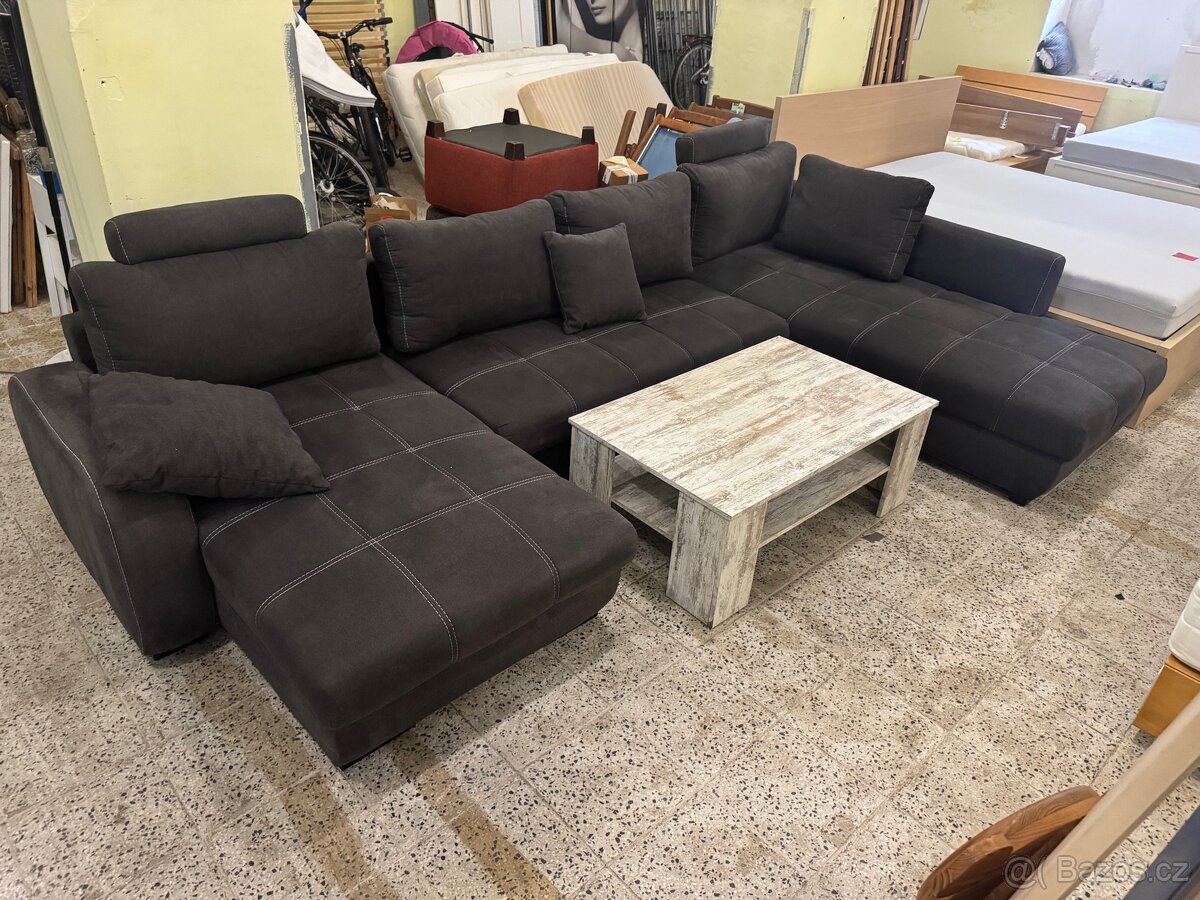 Kvalitní hnědá veliká sedací souprava ROZKLÁDACÍ - 13