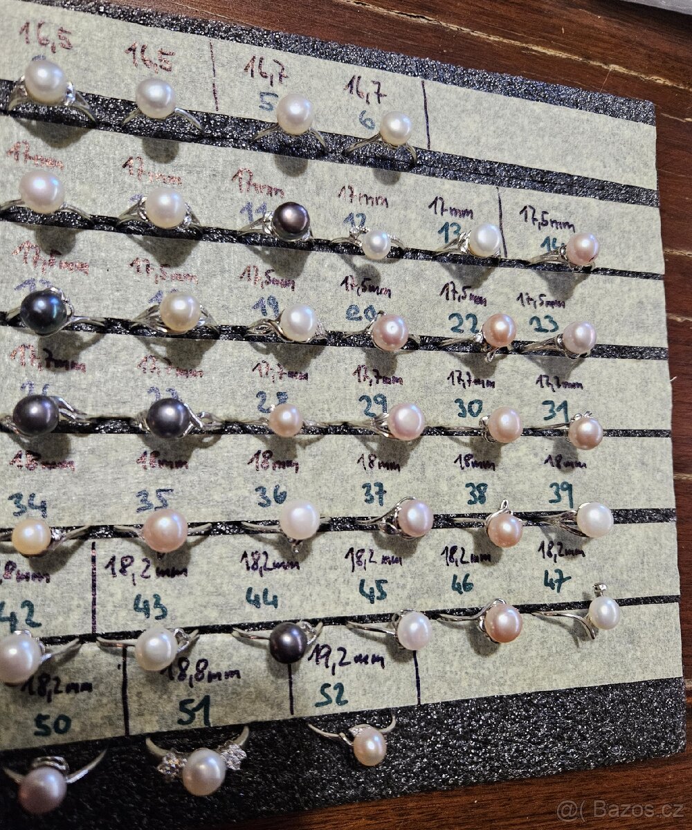 Stříbrné prsteny s perlou - 13