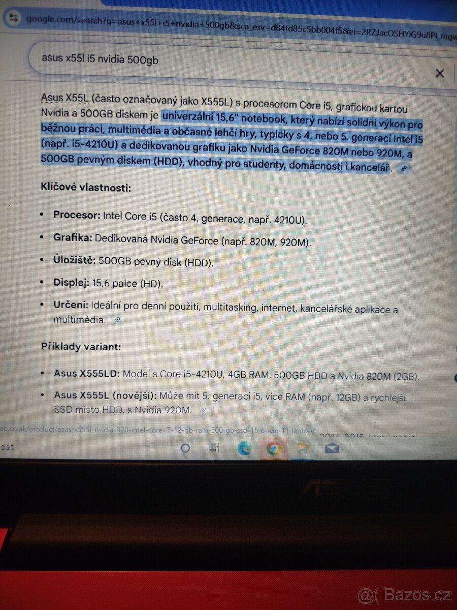 Asus X555l - Intel i5, Nvidia, 500GB, Win10 - 13