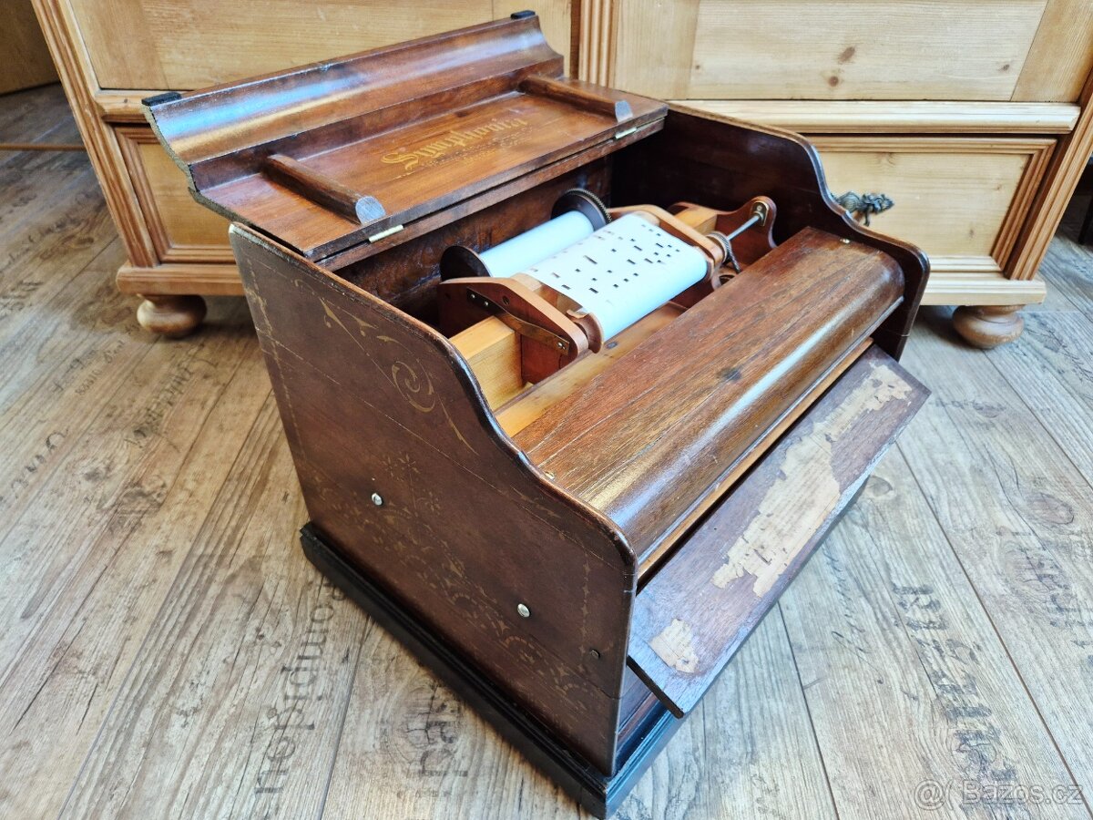 Starožitný hrací stroj, flašinet SYMPHONIA, 1890 - 13