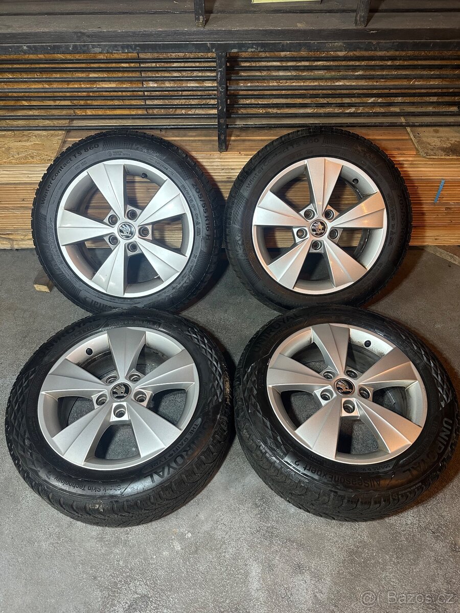 ALU Kola ŠKODA 5x112 R16 VELORUM Zimní Pneu 205/55/16 - 13
