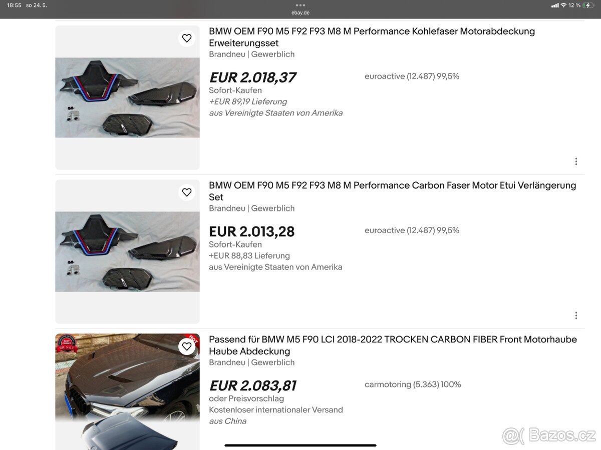 BMW M5f90,M8 X5M X6M karbonové kryty motoru tři části origin - 13