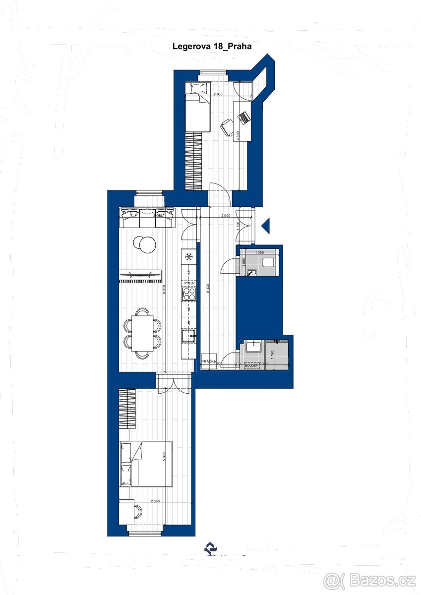 Byt 3+kk po rekonstrukci v ulici Legerova 18, Praha 2 - 13