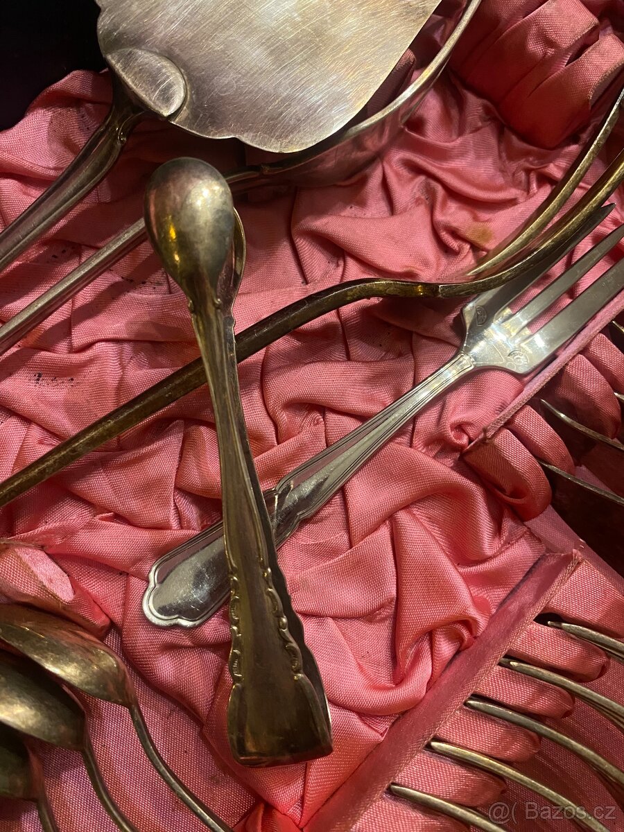 Velká sada starožitného příboru alpaka - 13