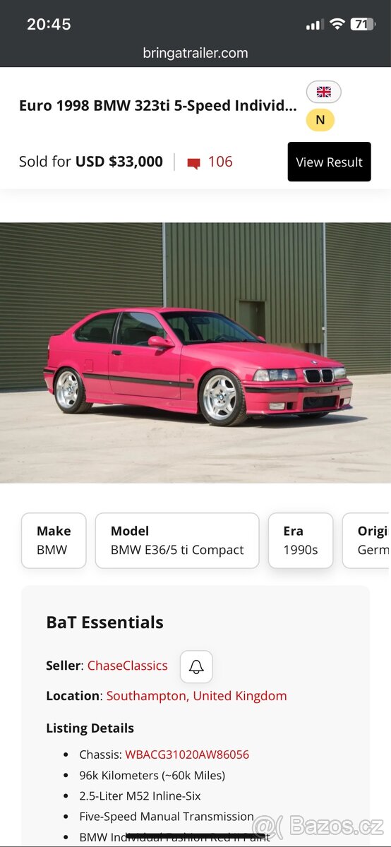 Bmw E36 Compact Fashion Rot vzácný - 13