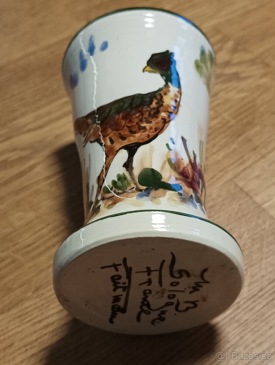 FAJÁNS RUČNĚ MALOVANÁ VÁZA MB SOLOGNE FRANCIE - 13