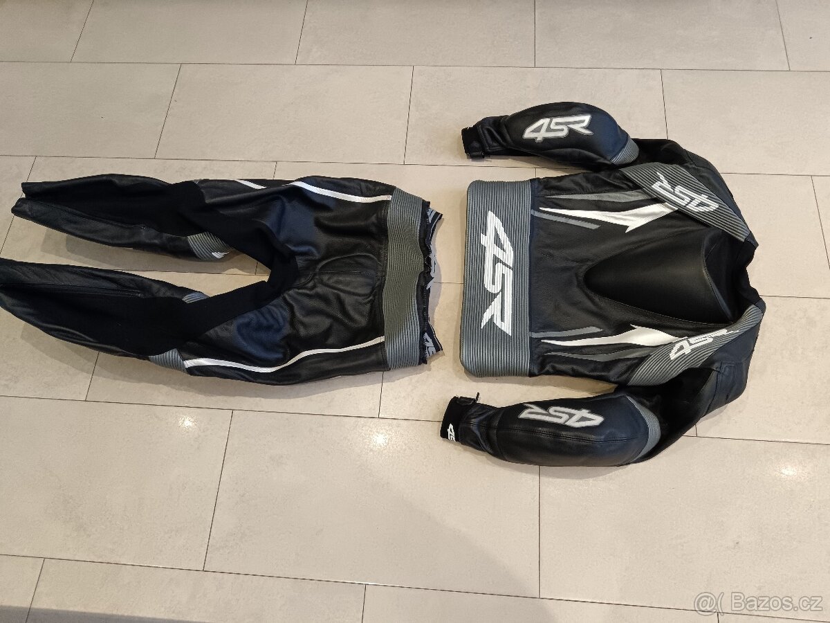 4SR RR Evo 2 Gun Metal-Pánská kožená moto kombinéza - 13