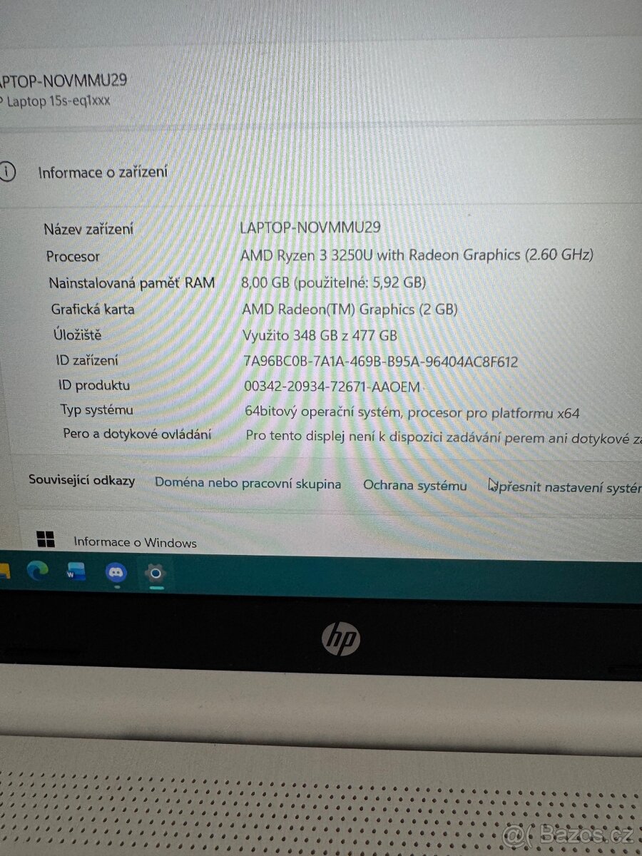 Prodám notebook HP 15s - 13