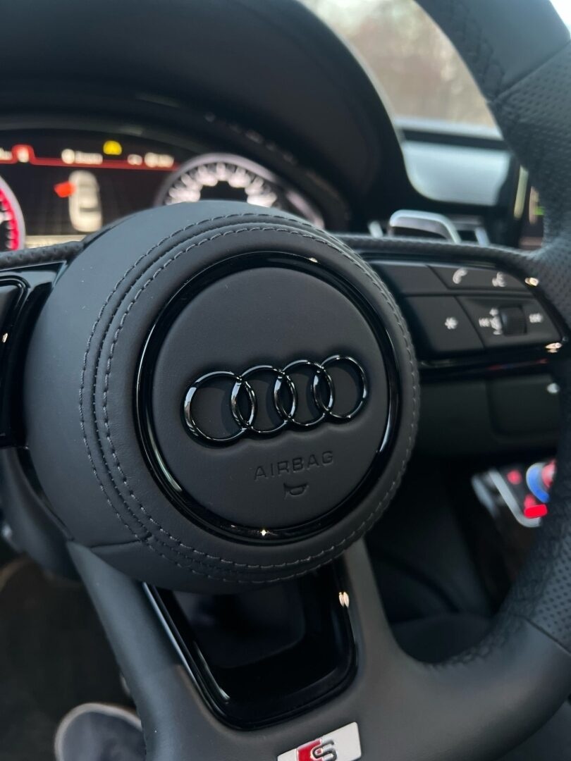 AUDI KOŽENÝ EXCLUSIVE VOLANT +AIRBAG+ F1 PADLA CIERNA NITKA - 13