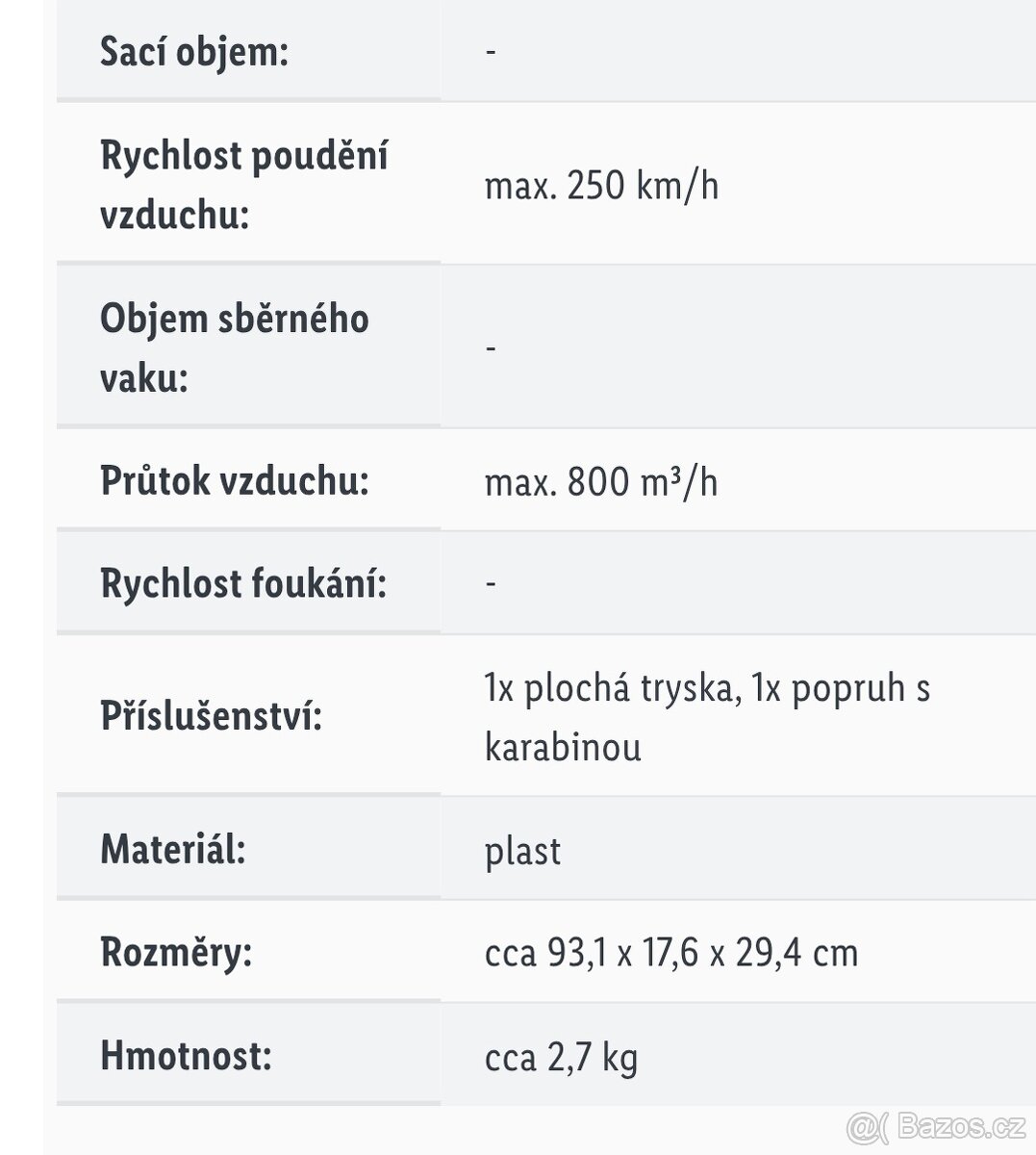 Aku turbínový foukač Peformance V40 - 13
