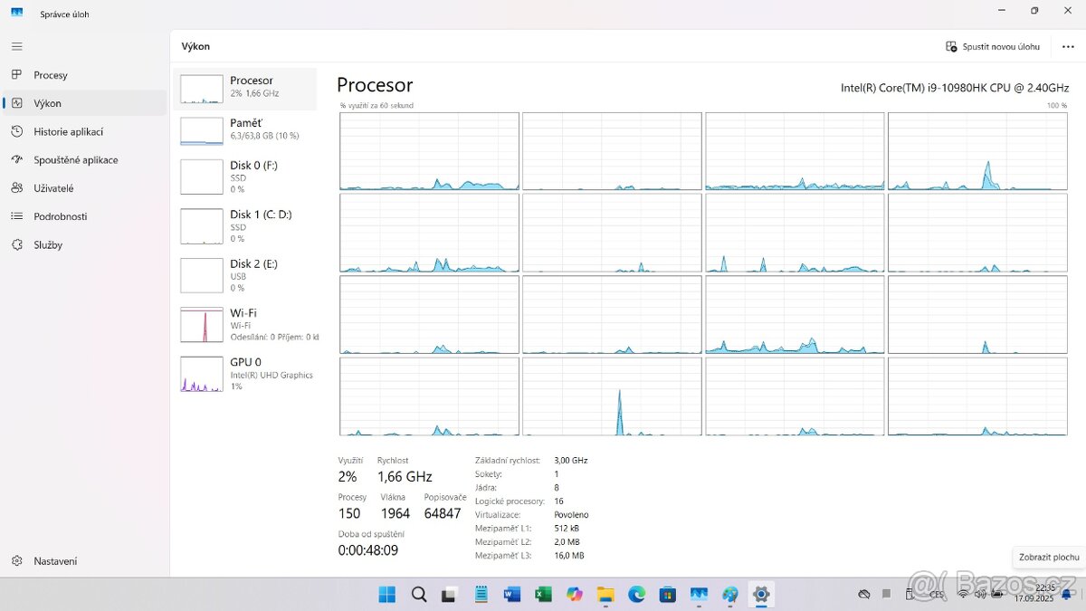 Kovový 15,6" i9-10980HK / 64GB / 2TB M.2 NVM +2TB SSD - 13