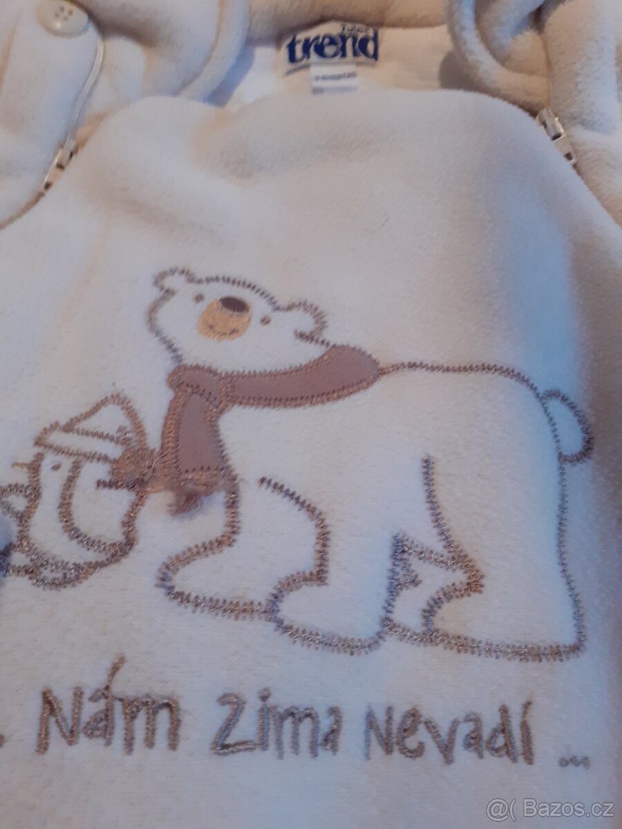 Zimní overal 3 až 6 měsíců, dupačky ,čepičky - 13