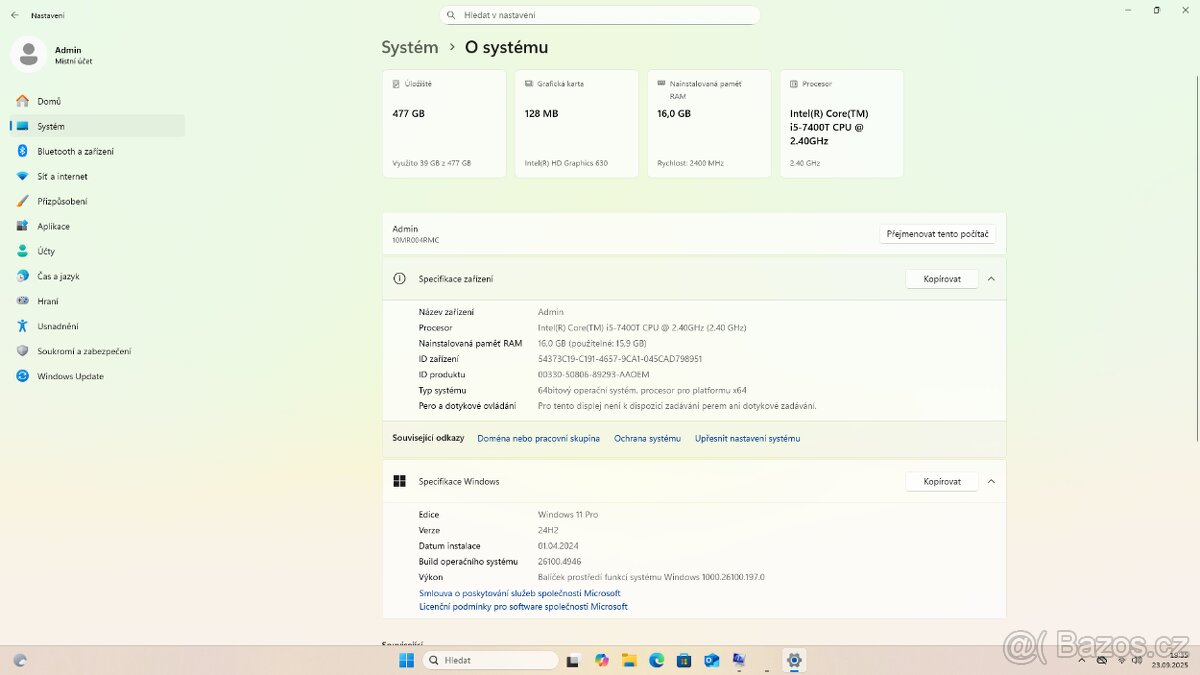 Lenovo ThinkCentre M710q Tiny Win11/512GB SSD/16GB RAM REPAS - 13