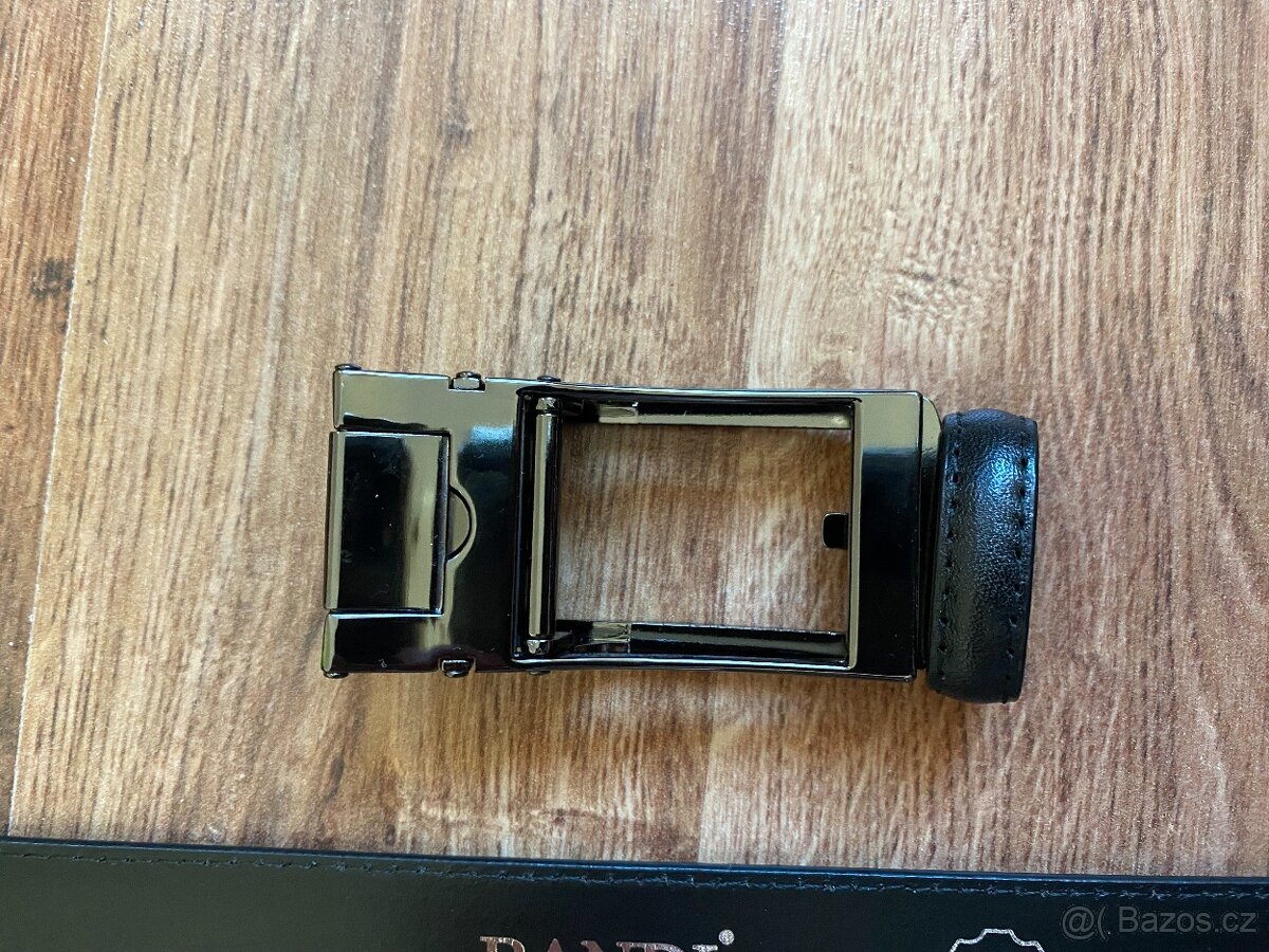 Nový pánský kožený opasek Bandi s aut. sponou-černý, nastav. - 13