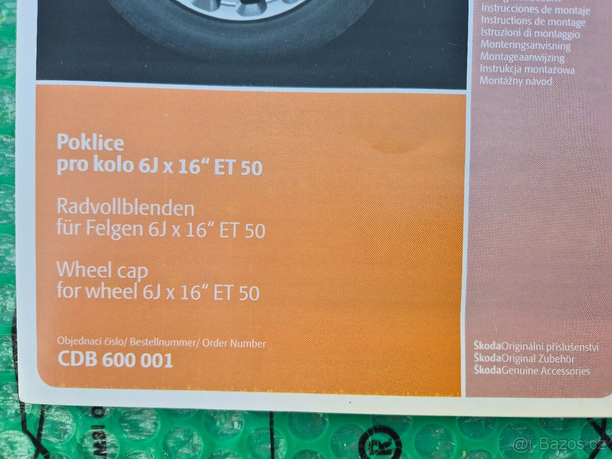 16" kryty kol (poklice) Škoda Octavia sada 4kusů CDB600001 - 13