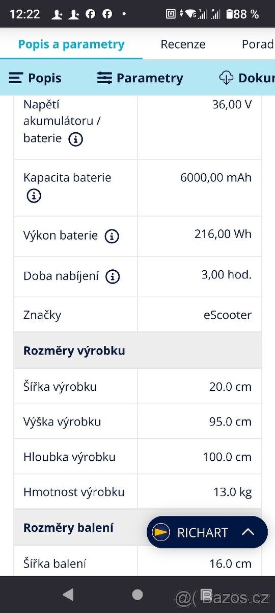 ElektroKoloběžka eScooter E5 250W - 13
