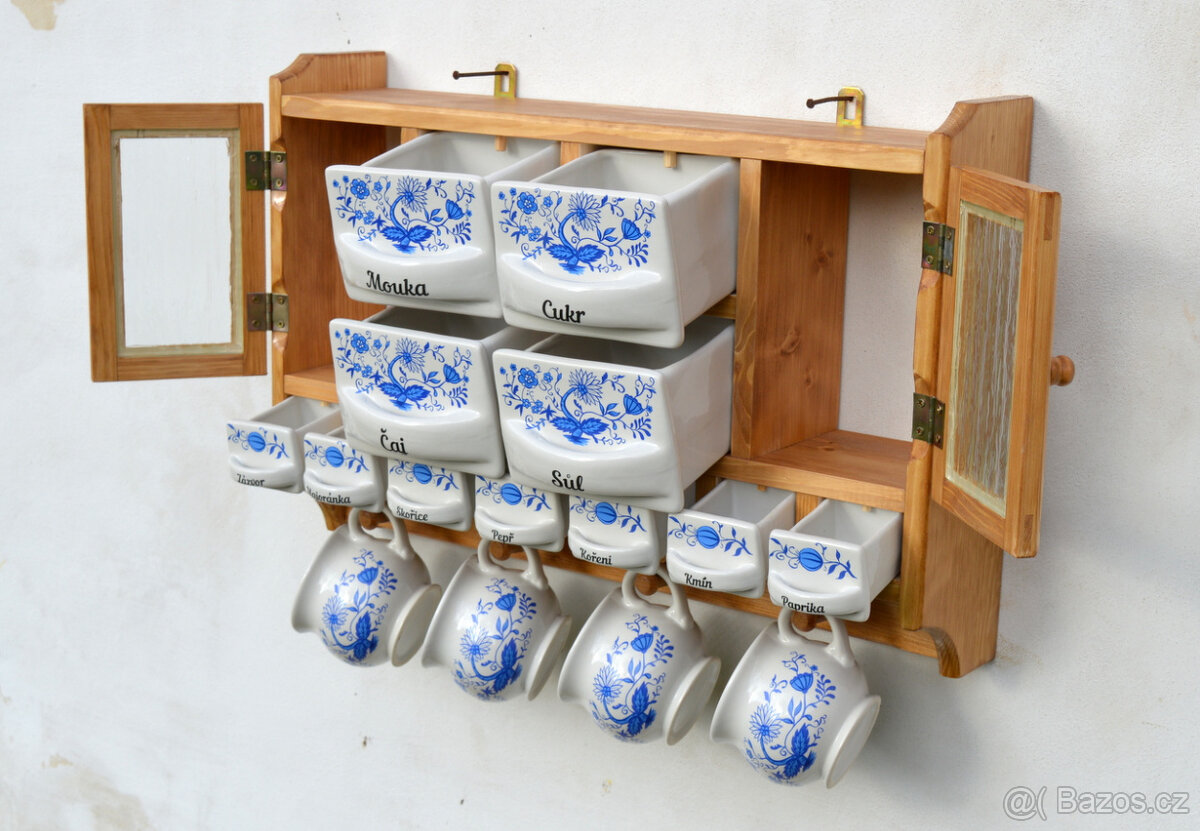 Dřevěná police velká s kořenky - motiv cibulák - 13