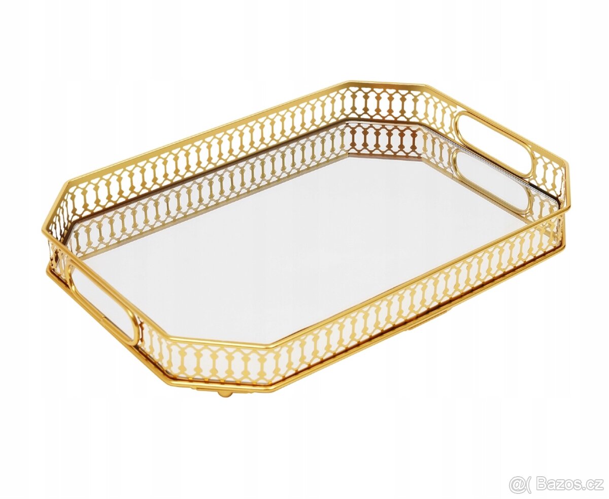 Zlatý dekorativní zrcadlový podnos - 13