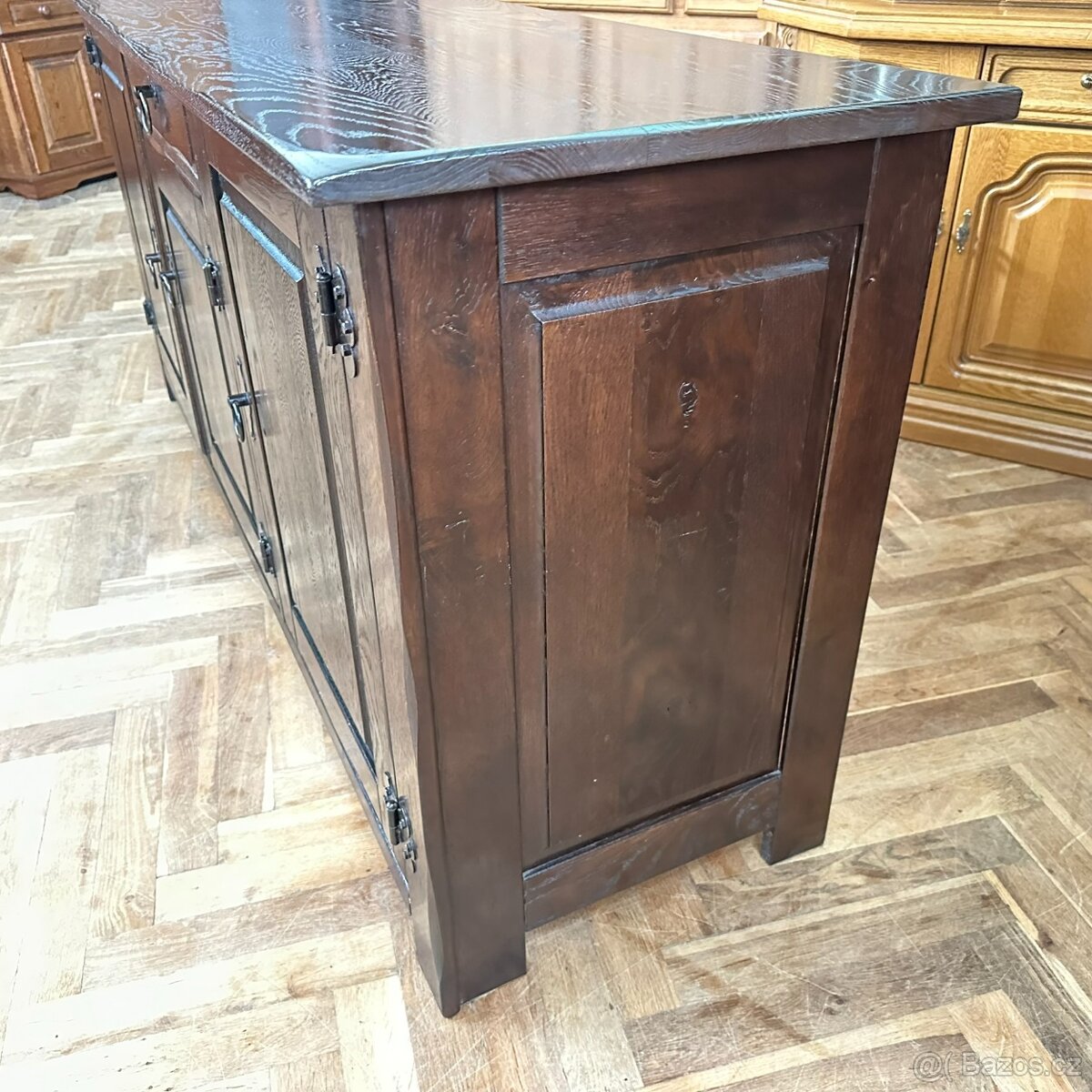 Dresoar hradní styl kování, tmavý dub celomasiv, - 13