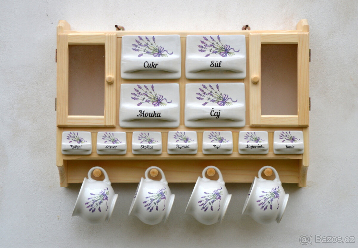 Police s kořenky do kuchyně - motiv levandule - 13