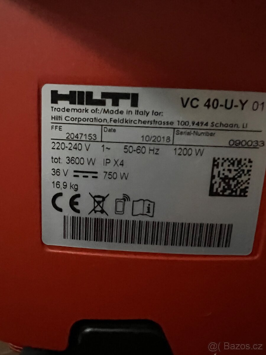 Hilti vc 40 u-y nový aku elektrický stavební vysavač - 13