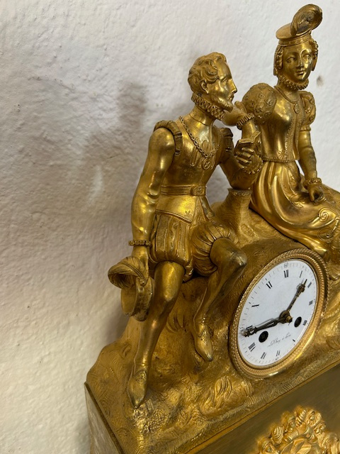 Stolní hodiny zlacený bronz. - 13