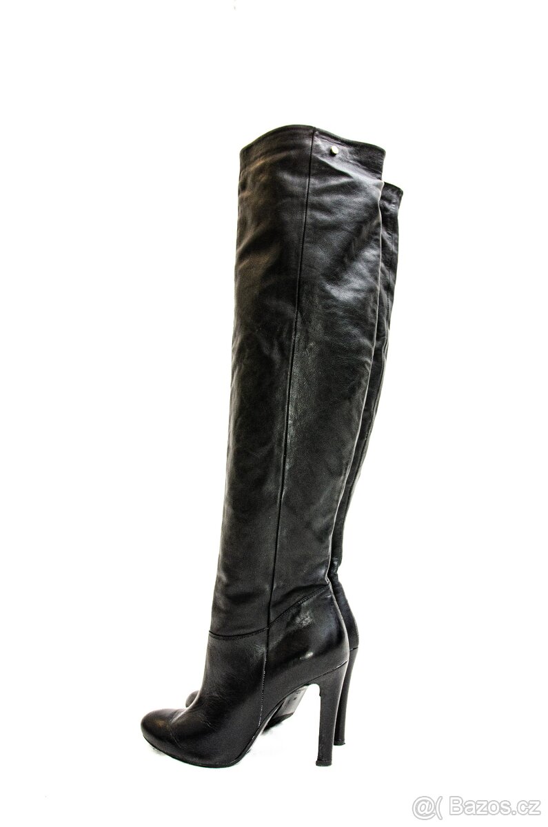 Velmi vysoké kožené kozačky Badura nad kolena vel. EU 38 - 13