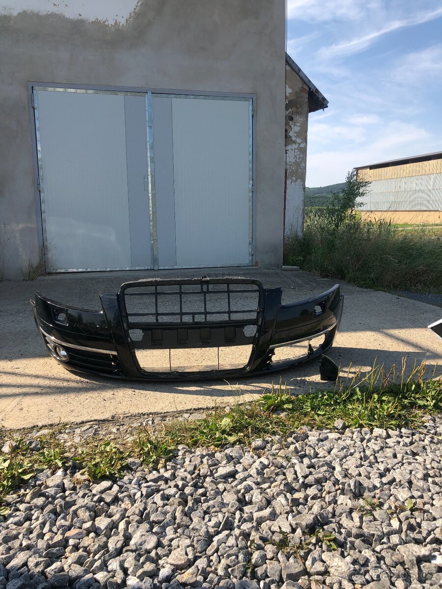 predni naraznik audi a6 c6 4f0 chrom cerny mlhy - 13