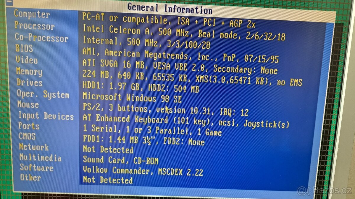 Historický počítač Intel Celeron 500MHz, 230MB RAM - 13