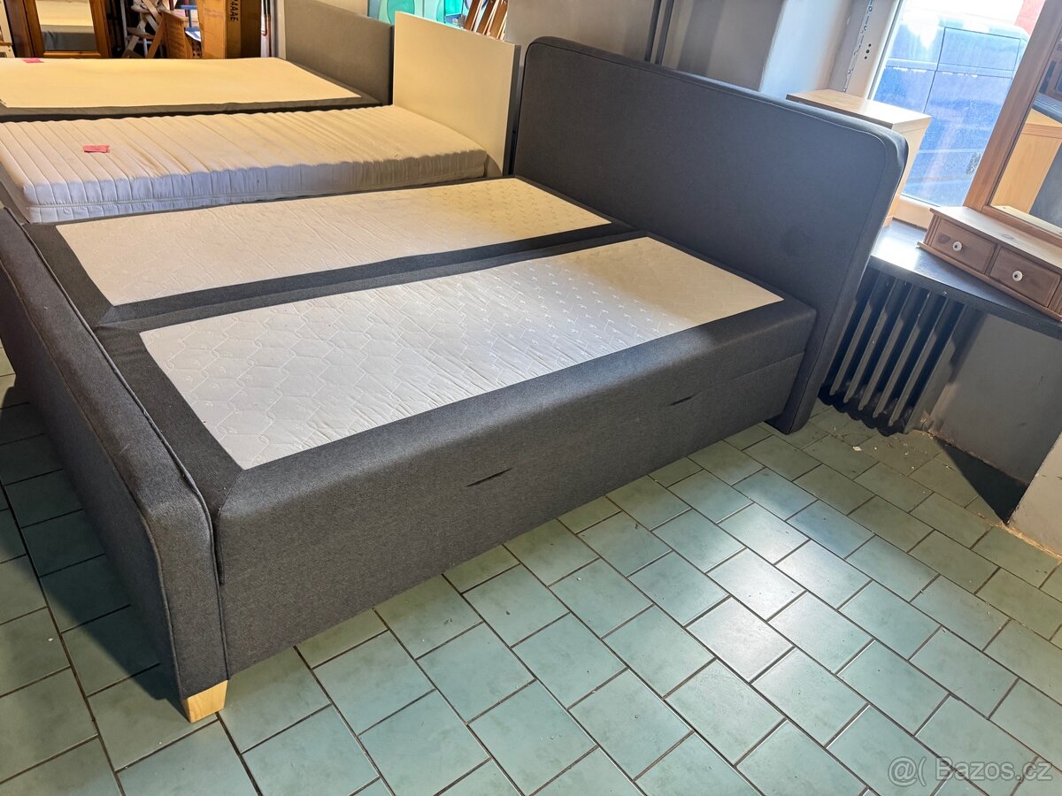 Hezká šedá postel-letiště boxspring s úlo.160x200 - 13