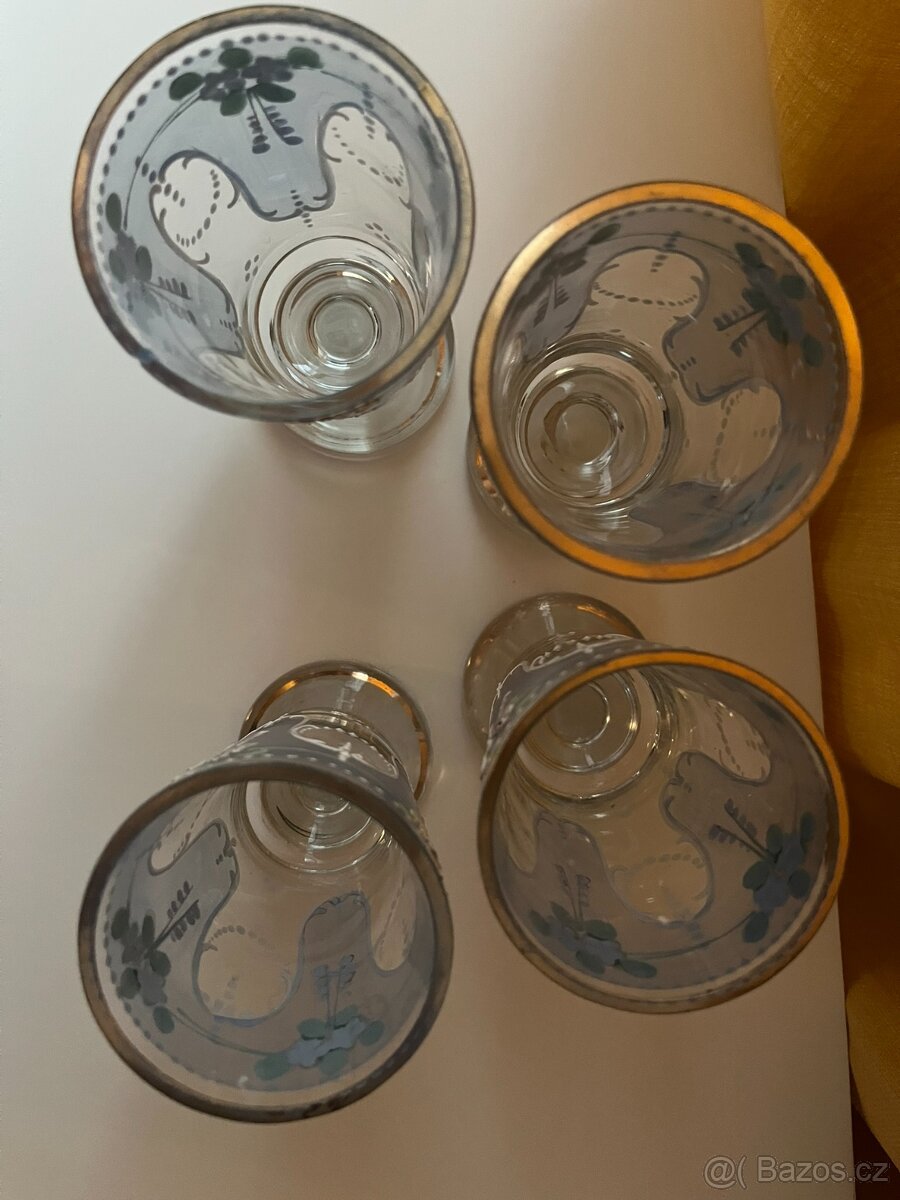 Starožitná grogovka, secese, smalt - 4 ks - 13