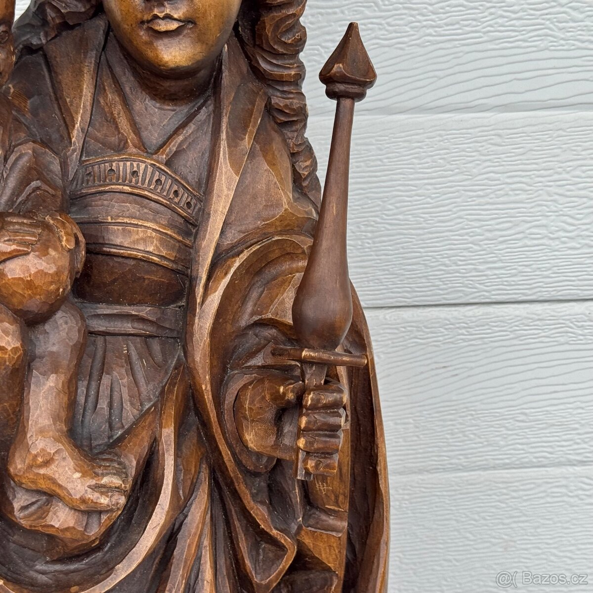 Velká starožitná socha Panna Marie Anglie - 13