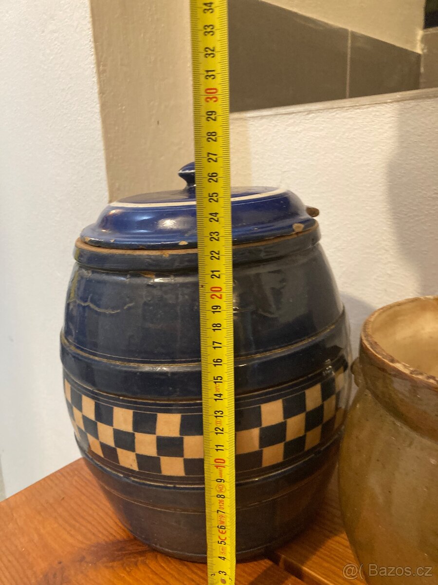 Keramické nádoby na sádlo a zelí - 13
