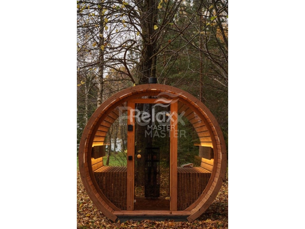 Finská sudová sauna 2,6 m - termo dřevo pro 6 osob - 13