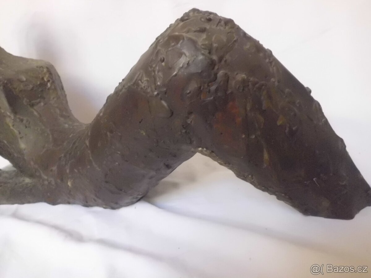 UNIKÁTNÍ Starožitná Kubistická Kovová ART Plastika - ŽENA - 13